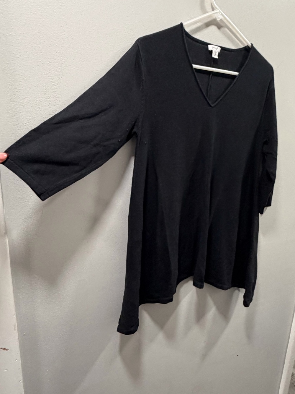 J.Jill pure Jill Black V-Neck 3/4 Sleeve Women's sweater knit s swingy